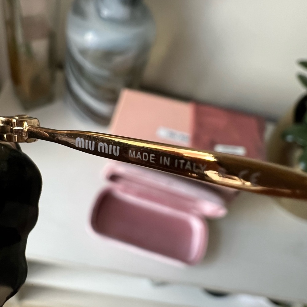 Miu Miu Black and Gold Fashion Sunglasses - Picture 7 of 9